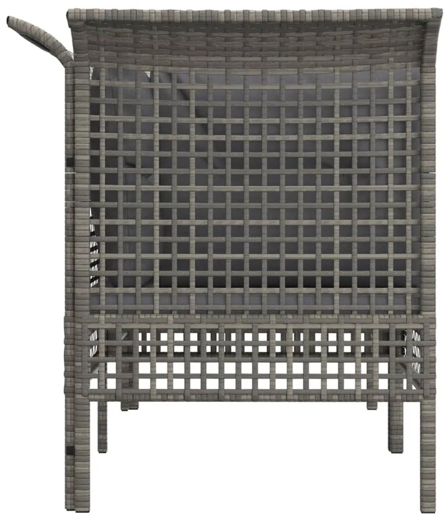 Sofás de canto p/ jardim c/ almofadões 2 pcs vime PE cinzento