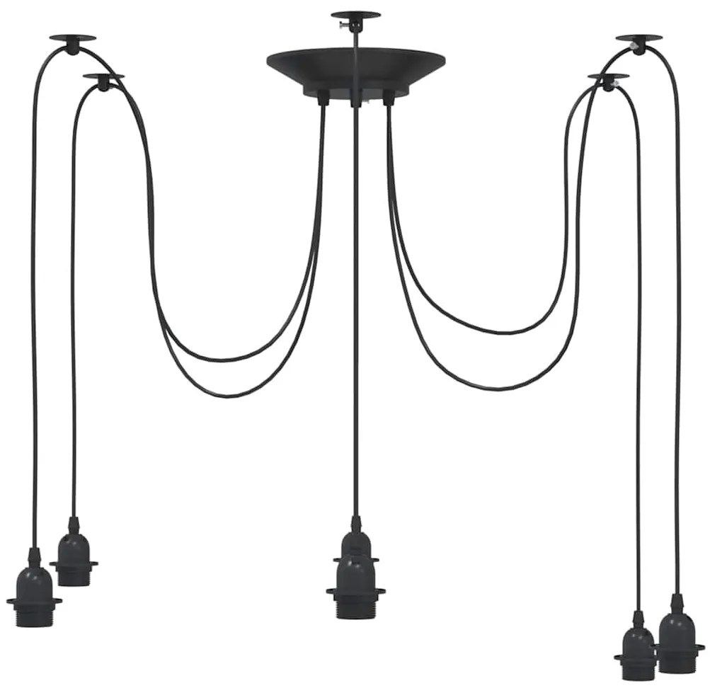 Candeeiro suspenso com 6 porta-lâmpadas E27 metal preto