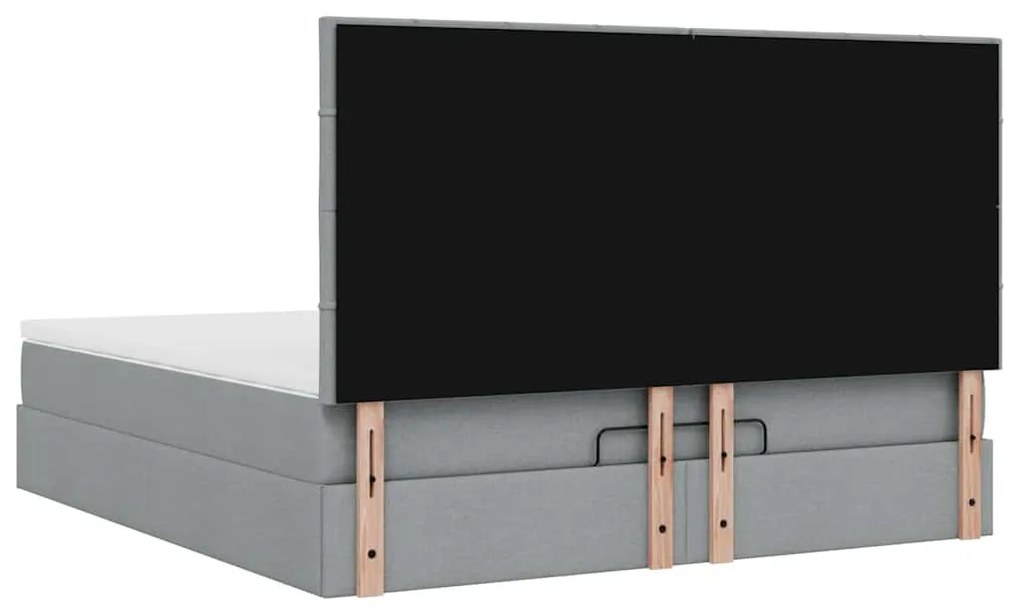 Estrutura cama otomana colchão 160x200 cm tecido cinzento claro