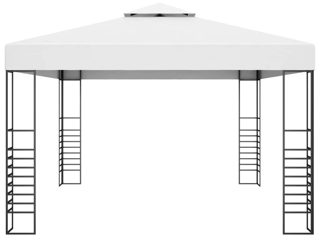 Gazebo com cordões de luzes LED 4x3x2,7 m branco