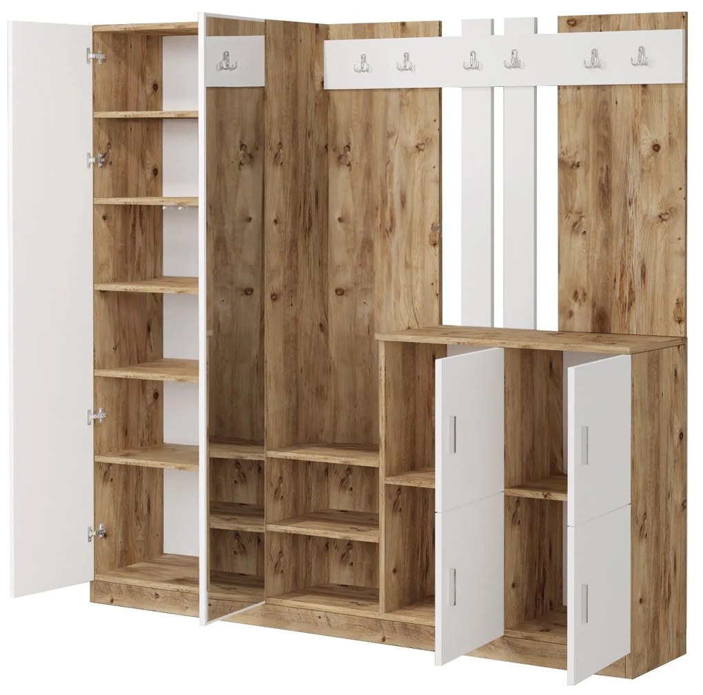 Cabide de Entrada DD9 – Pinho Atlântico e Branco – 187,2x180x37,5 cm