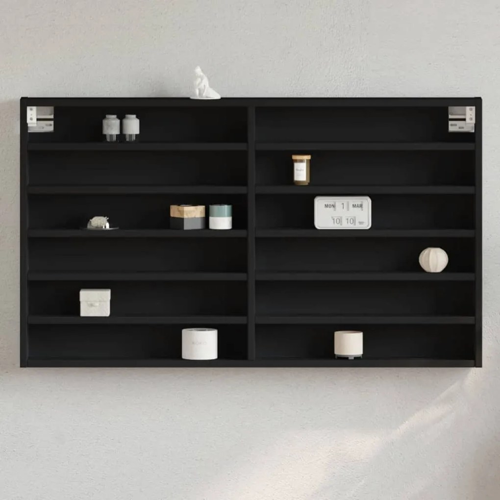 vidaXL Armário vitrine 100x8,5x58 cm derivados de madeira preto