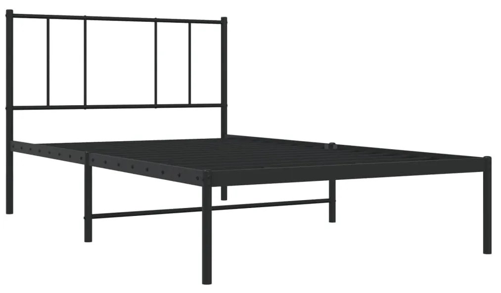 Estrutura de cama com cabeceira 90x190 cm metal preto