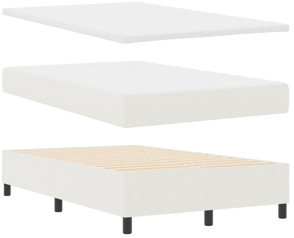 Cama Box Spring com Colchão Creme 120x200 cm Tecido de Veludo Cotelê
