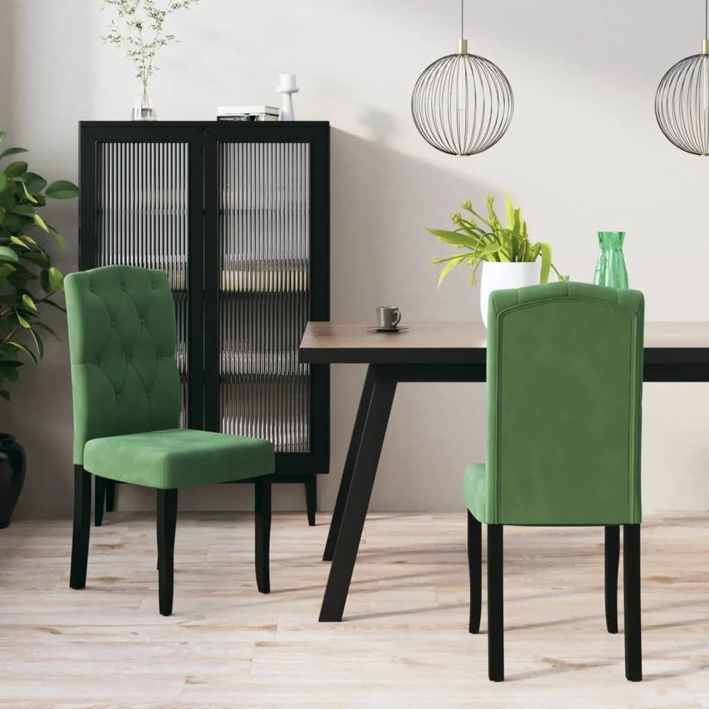 vidaXL Cadeiras de jantar 2 pcs veludo verde-escuro