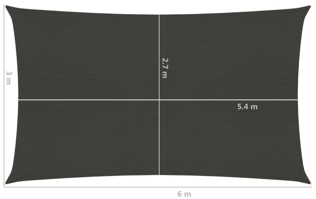 Para-sol estilo vela 160 g/m² 3x6 m PEAD antracite