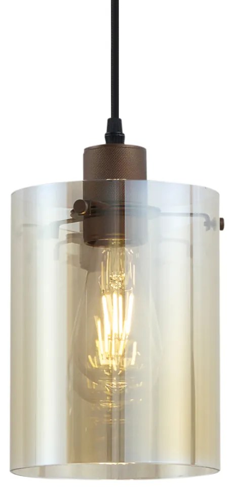 Foco moderno bronze escuro com vidro âmbar para sistema de calhas monofásico - Iconic Dome Moderno