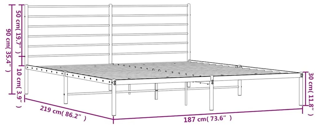 Estrutura de cama com cabeceira 183x213 cm metal preto