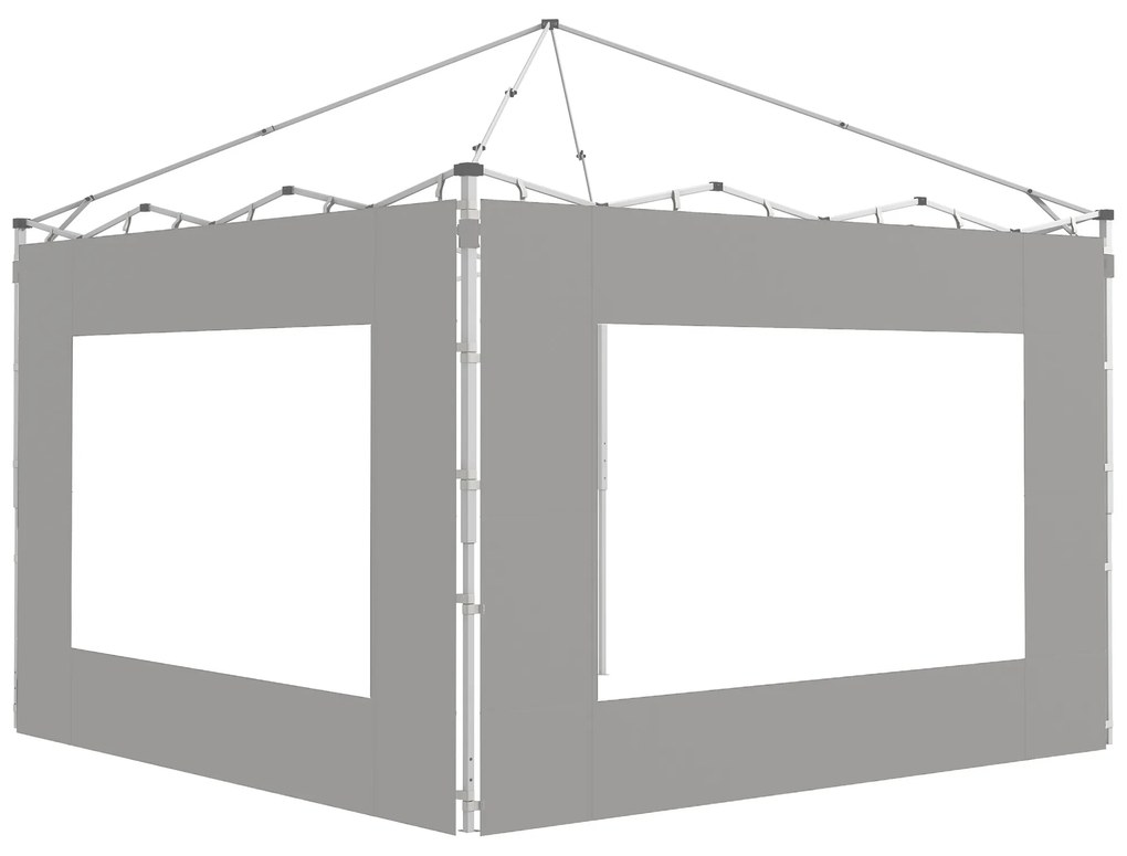 Outsunny Paredes Laterais para Tenda de 2 Painéis 295x195 cm em Tecido Oxford com Janela para Tendas de 6x3 m 3x3 m Cinza