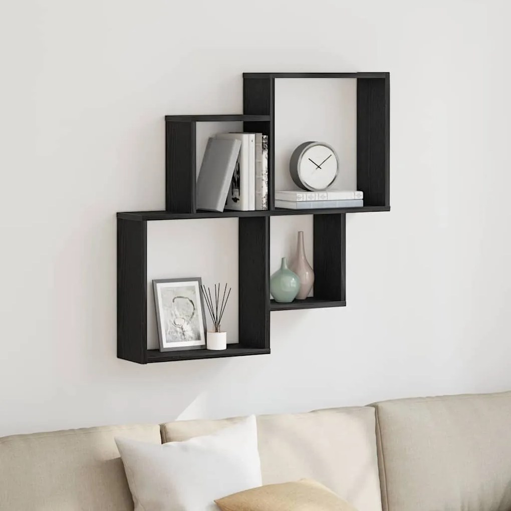 Armário de Parede vidaXL Carvalho Preto 80x15x78,5 cm Madeira Revestid