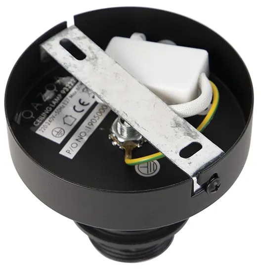 Candeeiro de teto preto com abajur plano design de pavão 45 cm - Combi Moderno