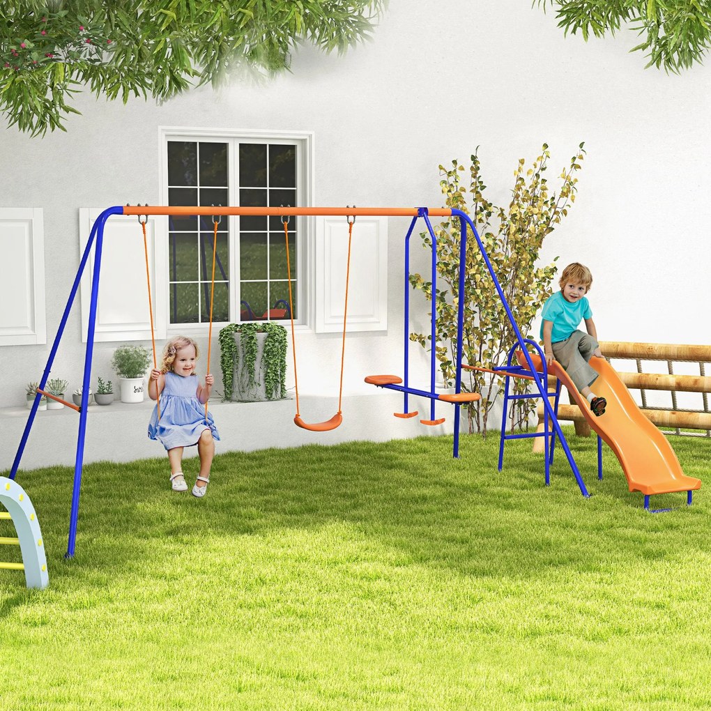 Baloiço Infantil 4 em 1 para Exterior – 367x192x180 cm – 2 Baloiços In