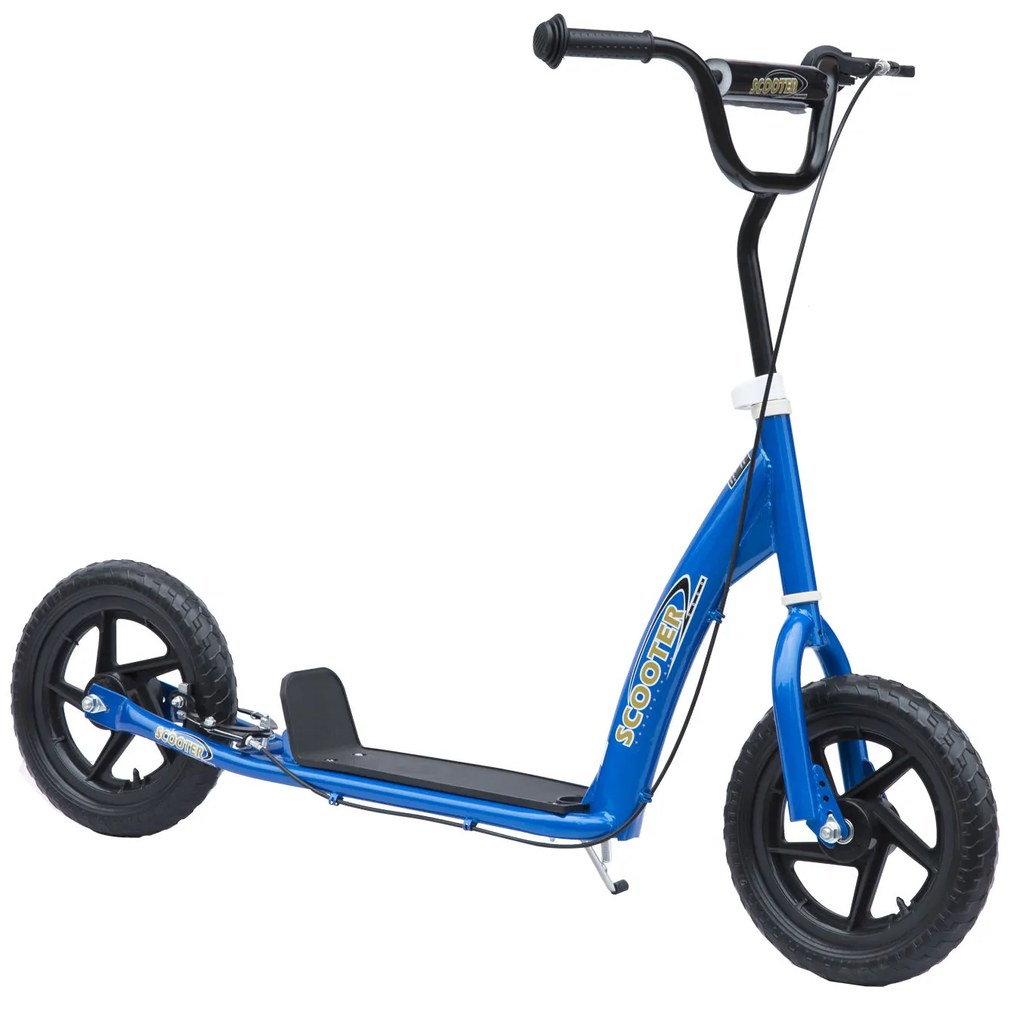 Trotinete para Crianças e Adultos Guiador Ajustável com Travão 2 Rodas 12 PulgadasCarga 100kg 120x52x80-88cm Aço