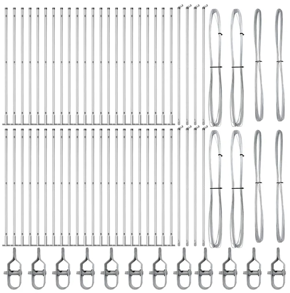 Postes de Cerca com Bases - 52 peças Ø32mm, 83,5cm, Aço Galvanizado