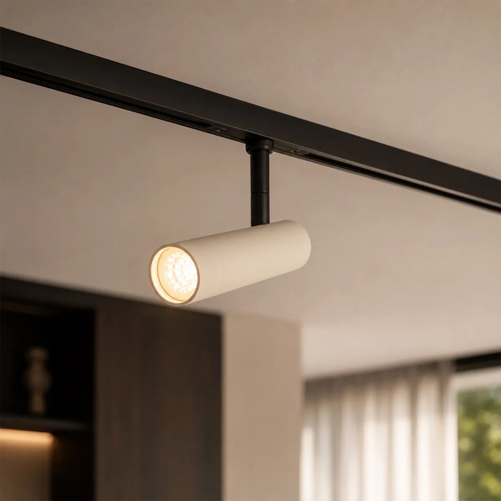 Foco Moderno Bege com Preto para Sistema de Trilho Monofásico - Slimline Uzzy