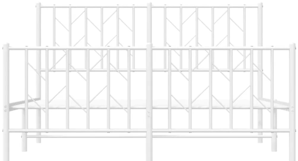Estrutura de cama com cabeceira e pés 135x190 cm metal branco