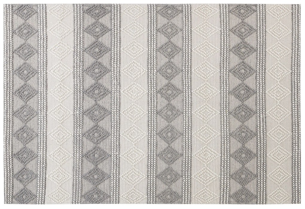 Tapete de lã creme e cinzento 160 x 230 cm BOZOVA Beliani