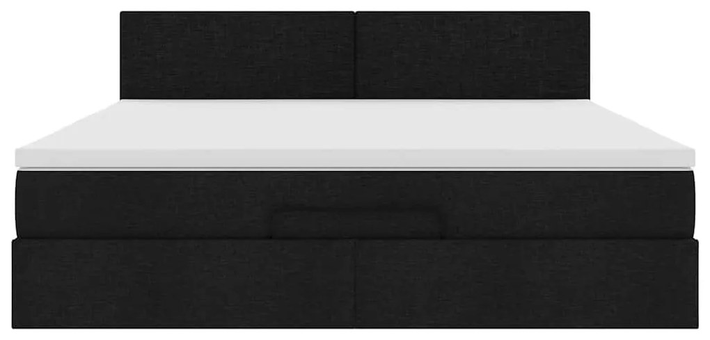 Estrutura de cama otomana com colchão 160x200 cm tecido preto