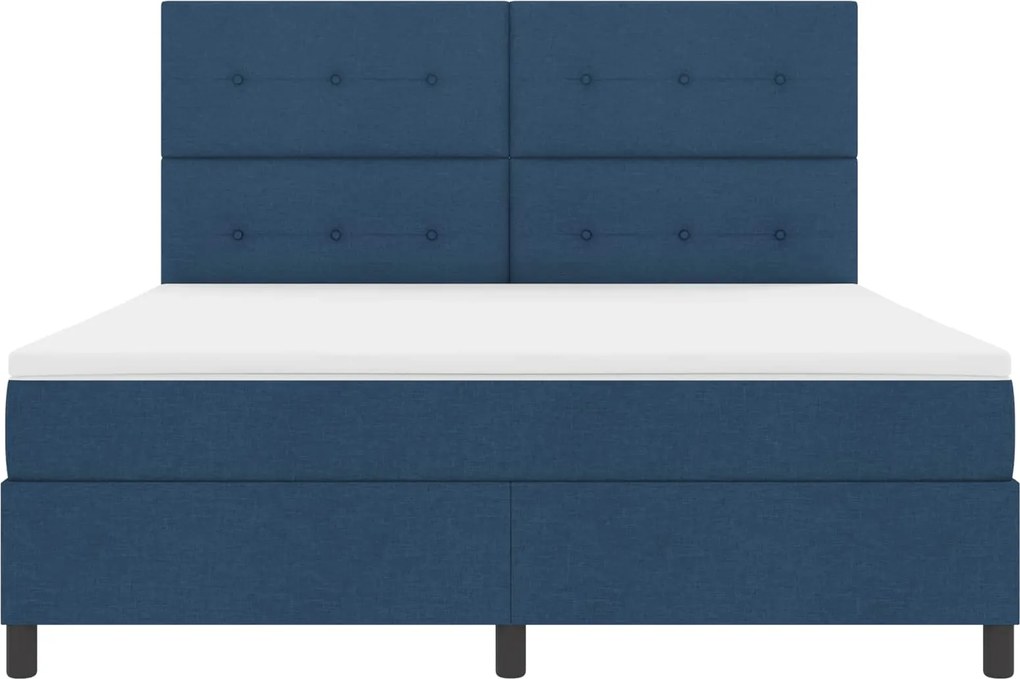 vidaXL Cama Box com colchão com led Azul 180 x 200 cm tecido