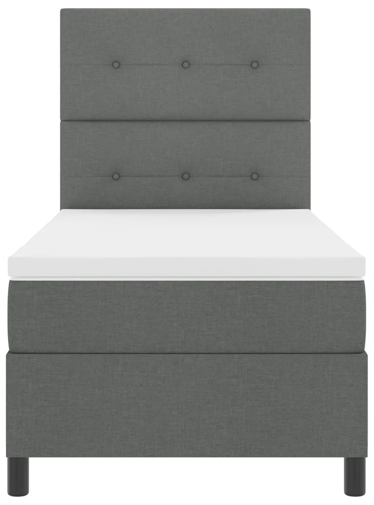 Cama Box Spring com Colchão Cinza Escuro 90x200 cm Tecido