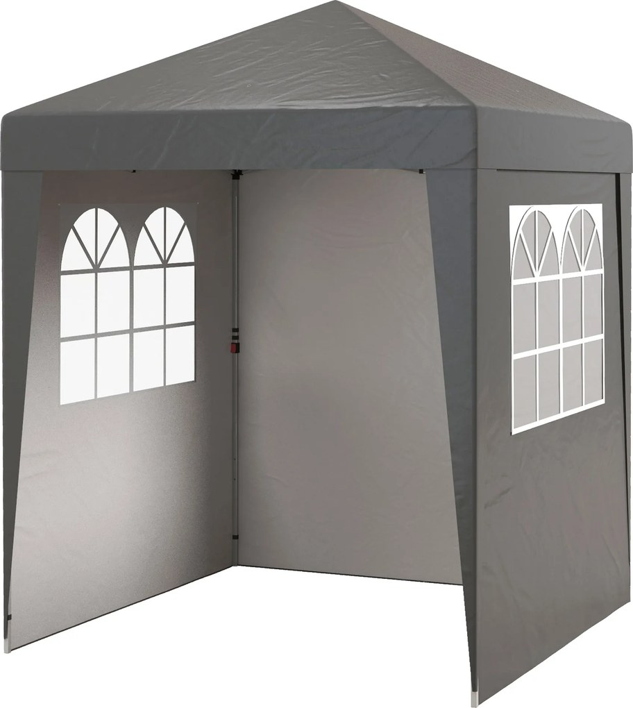 Tenda de jardim pop-up dobrável 2 x 2 x 2,6 m, com altura ajustável, proteção UV 30+, 3 paredes laterais, cinzenta