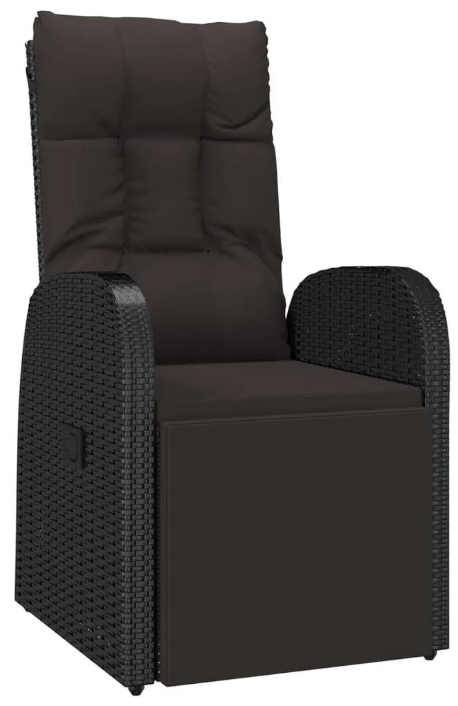 Cadeira de jardim reclinável com almofadão vime PE preto