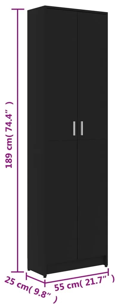 Roupeiro de corredor 55x25x189 cm derivados de madeira preto