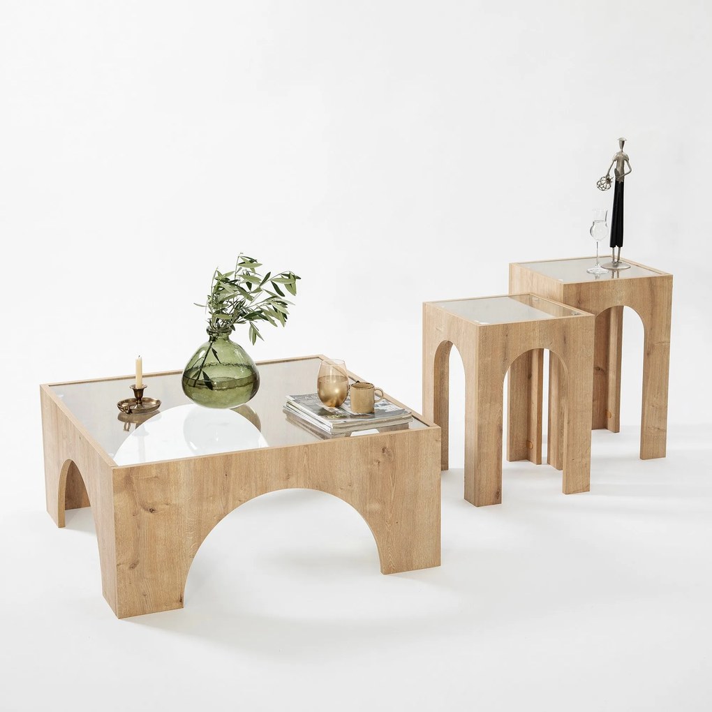 Mesa de Centro Seine – Carvalho Transparente – 80x35x80 cm