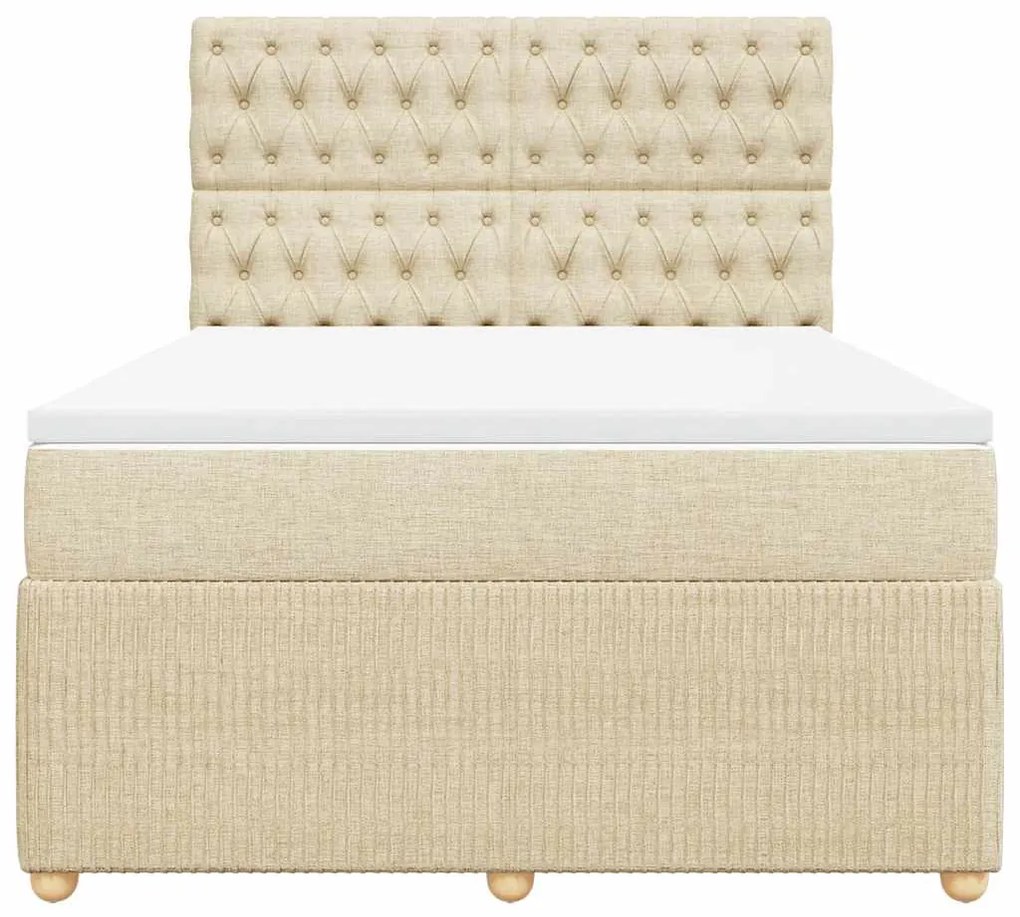 Cama com molas/colchão 140x190 cm tecido cor creme