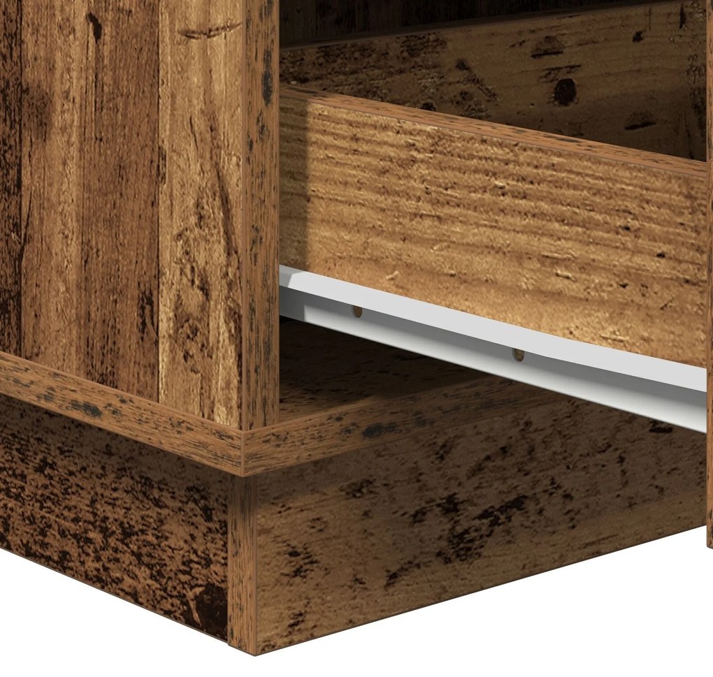 Mesa de Cabeceira com LED Madeira Velha 39x34,5x65 cm Madeira de Engen