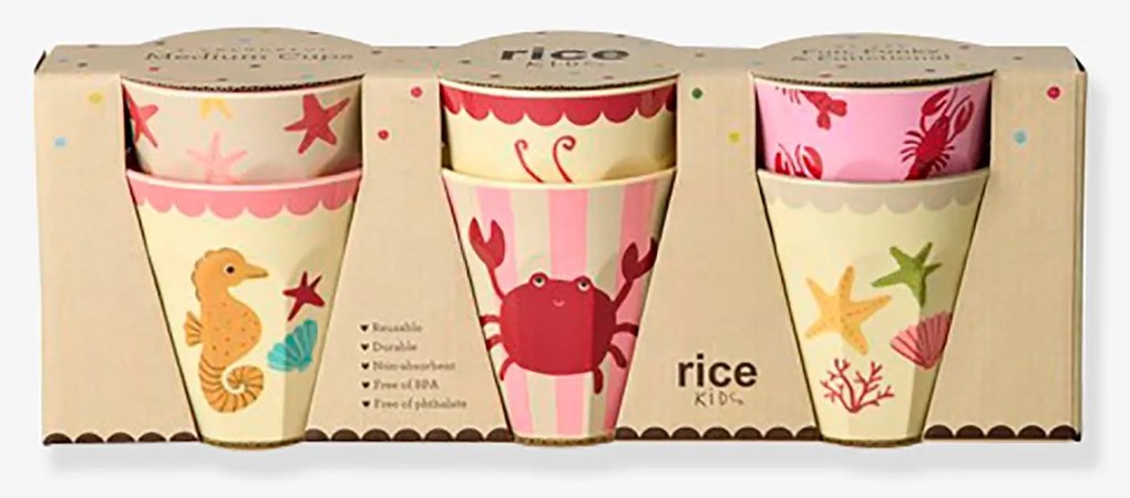 Conjunto de 6 copos CORAL OCEAN 250 ml para crianças rice multicolor