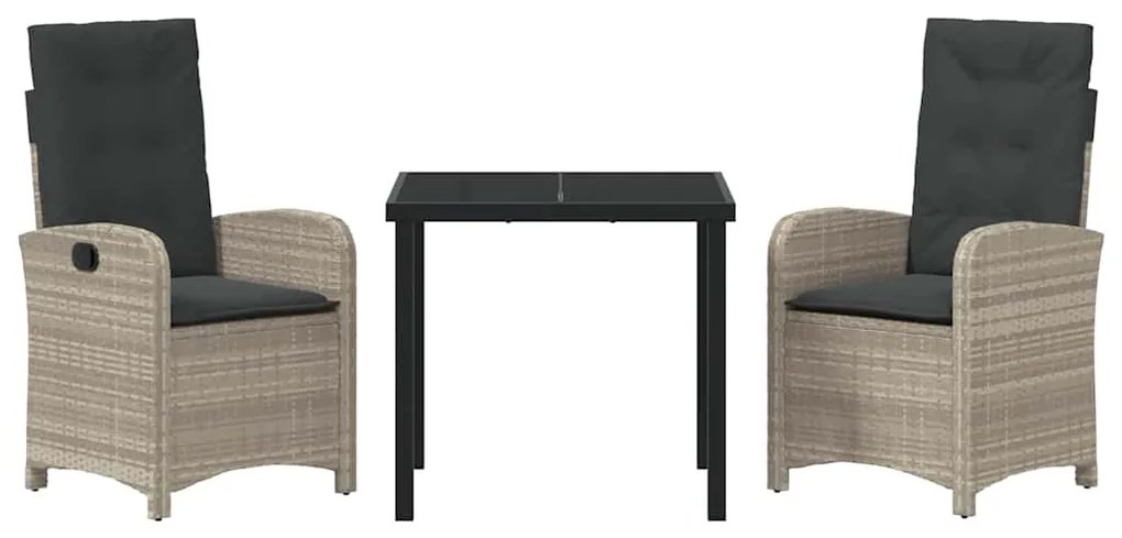 Conjunto de Jantar de Jardim com 3 Peças e Almofadas em Rattan Poliést