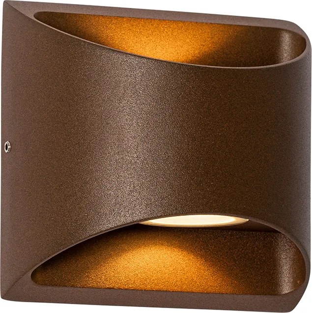 Candeeiro de parede exterior moderno castanho ferrugem com LED 2-luzes IP54 - Mal