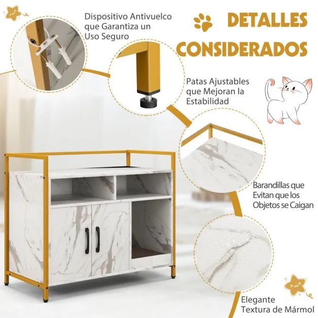Móvel para Caixa de areia para gatos com prateleira 89 x 45 x 74,5 cm Cinza e Branco