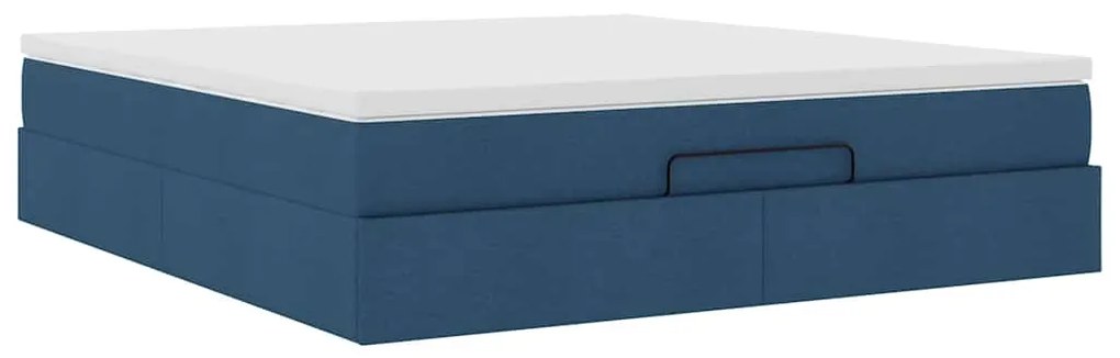 Estrutura de cama otomana com colchão 160x200 cm tecido azul