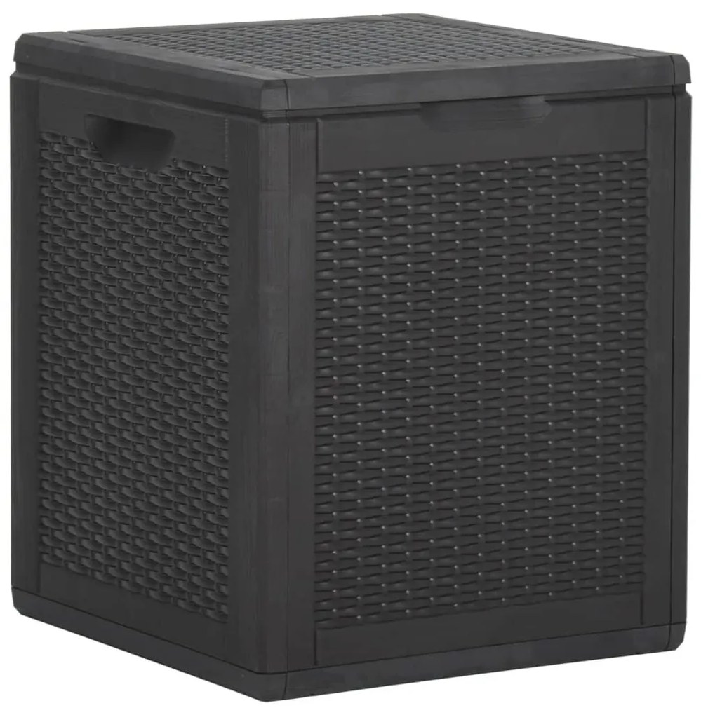 Caixa de arrumação para jardim 90 L vime PP preto