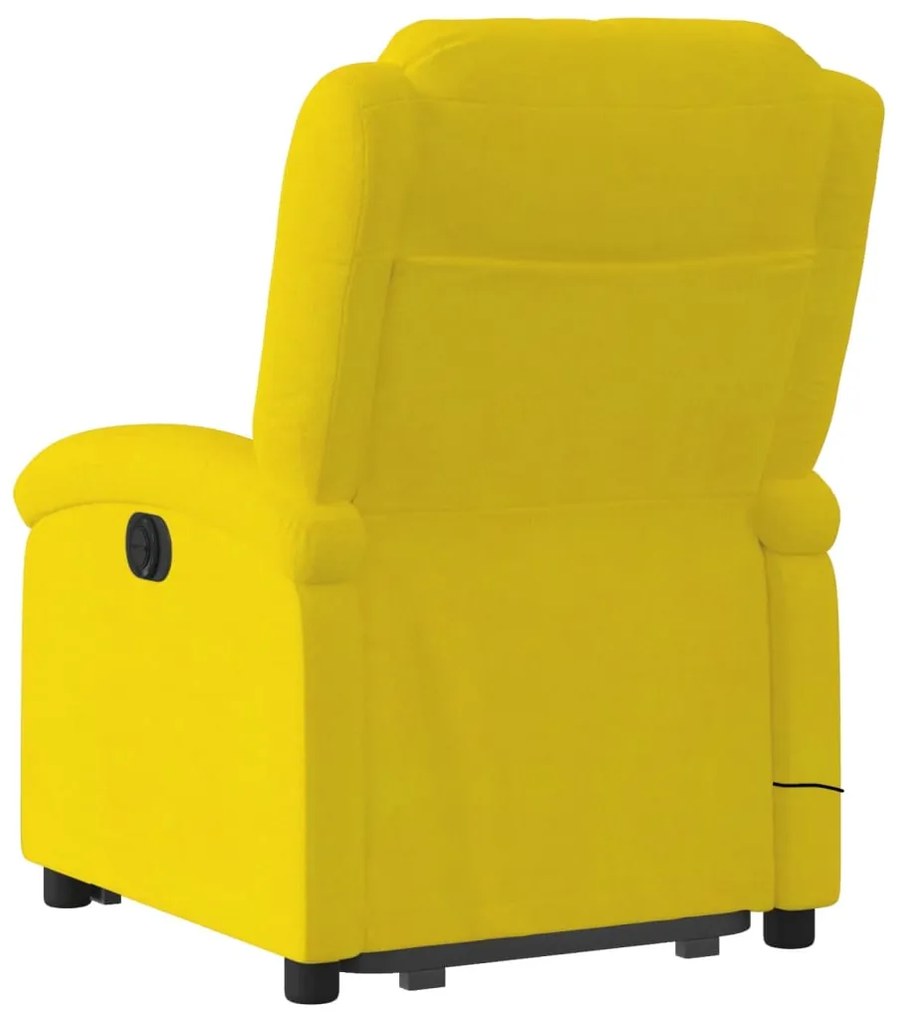 Poltrona massagens reclin. elevatória elétrica veludo amarelo