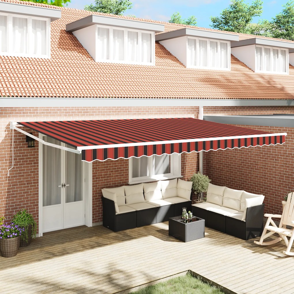 vidaXL Toldo Retrátil Manual Laranja e Marrom 500x300 cm