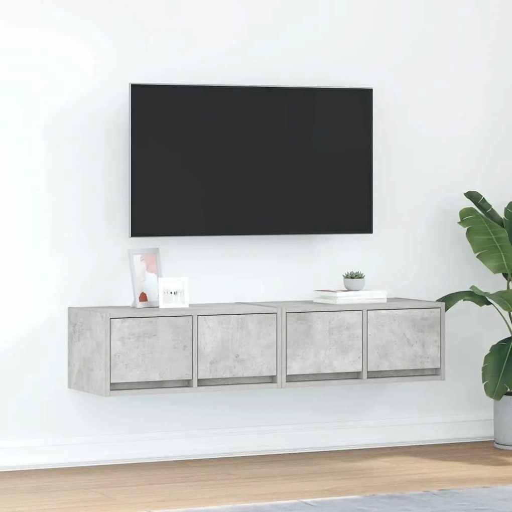 vidaXL Móveis de TV 2pcs 60x31x25,5cm madeira processada cinza cimento