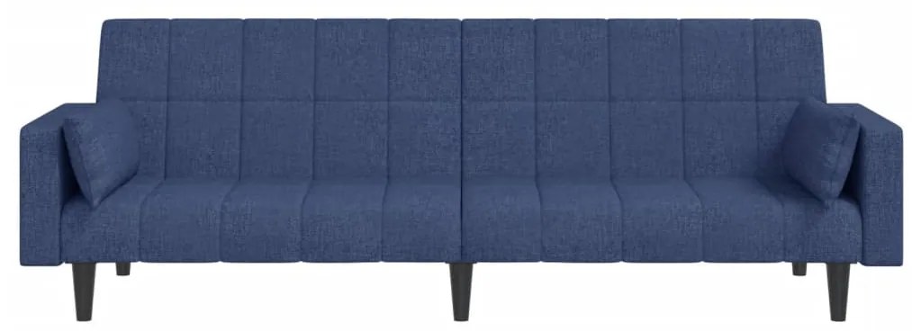 Sofá-cama 2 lugares com duas almofadas tecido azul