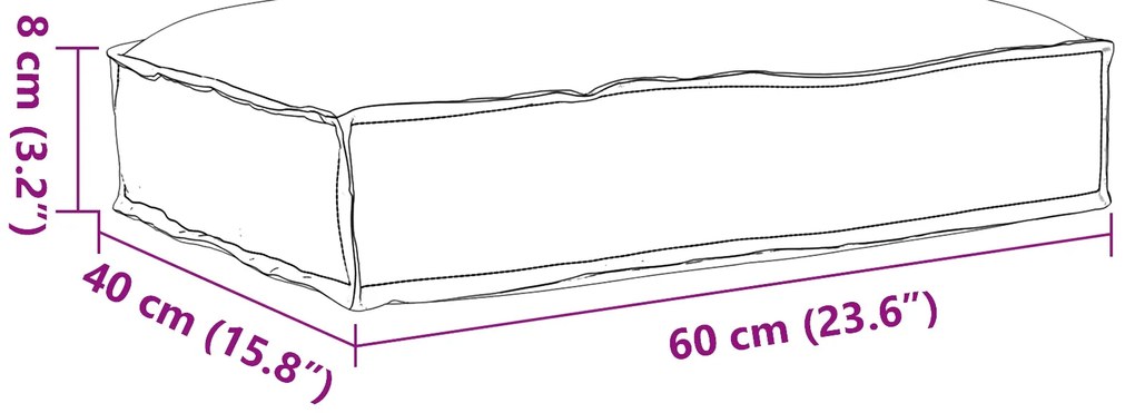 Almofada de Palete para Assento Creme 60x40x8 cm Tecido Oxford