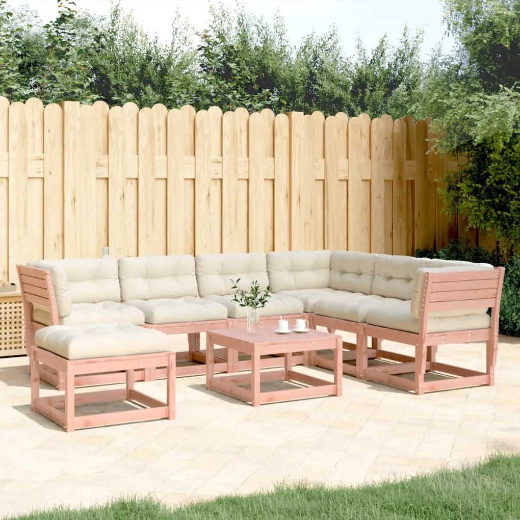 7 pcs conj. lounge jardim com almofadões madeira douglas maciça