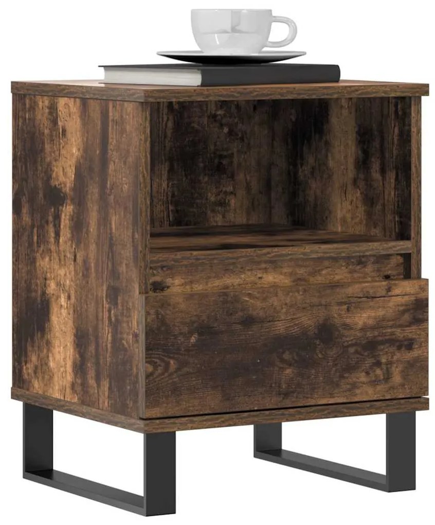 Mesa de cabeceira 40x35x50 cm derivados madeira carvalho fumado