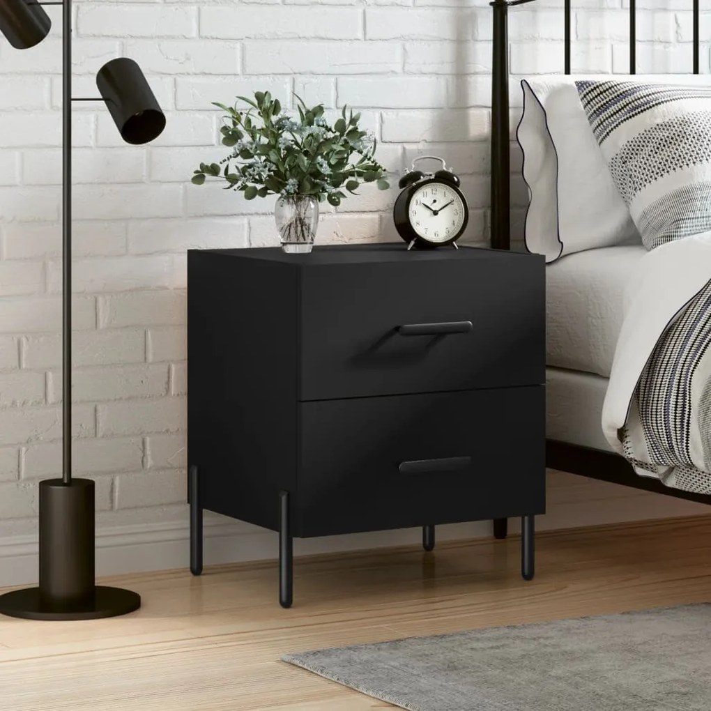 vidaXL Mesa de cabeceira 40x35x47,5 cm derivados de madeira preto
