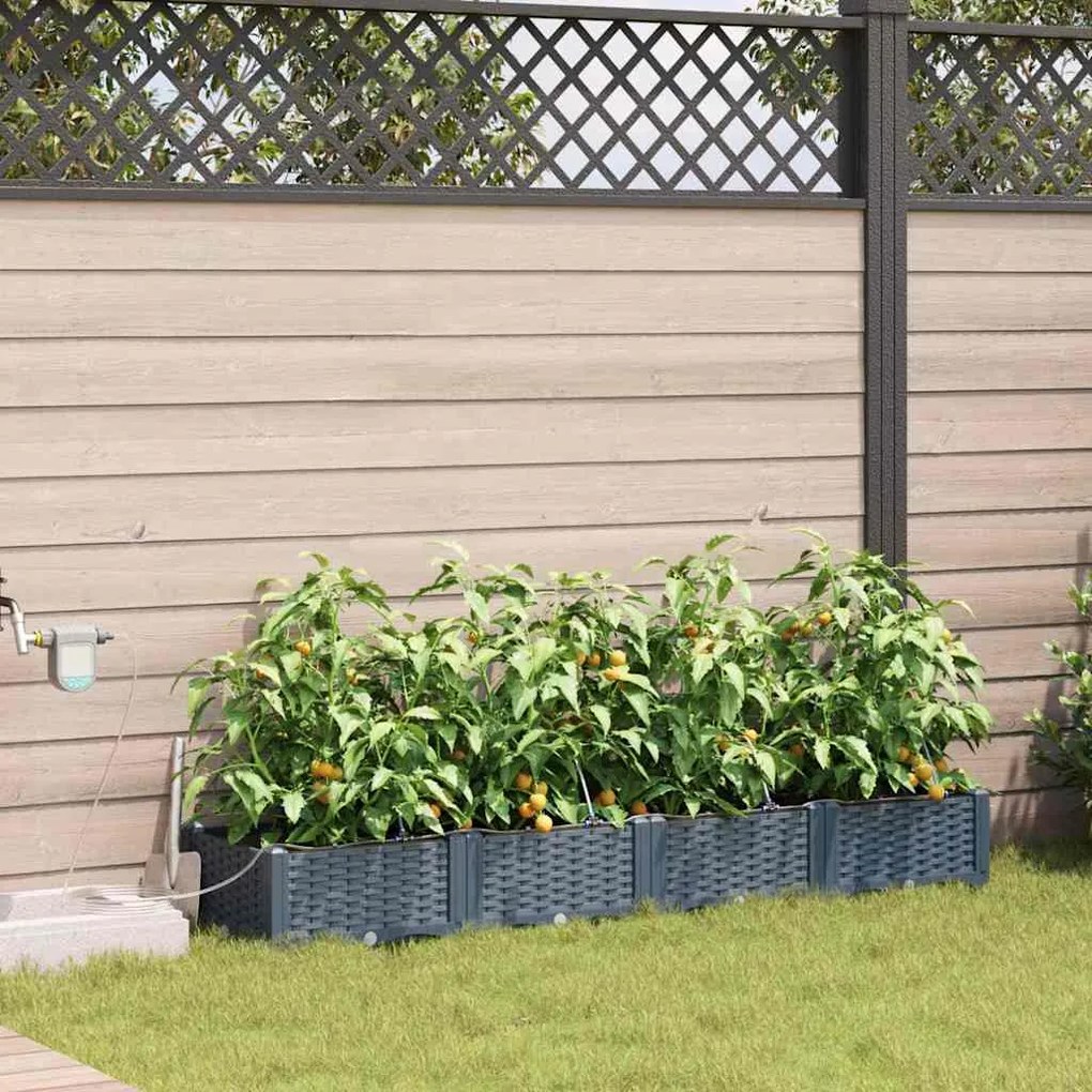 vidaXL Vasos de Jardim Cinzento-claro 160 x 40 x 22 cm Aço