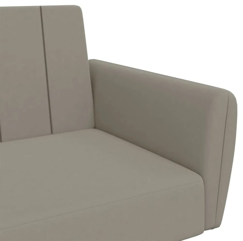 Sofá-cama de 2 lugares veludo cinzento-claro
