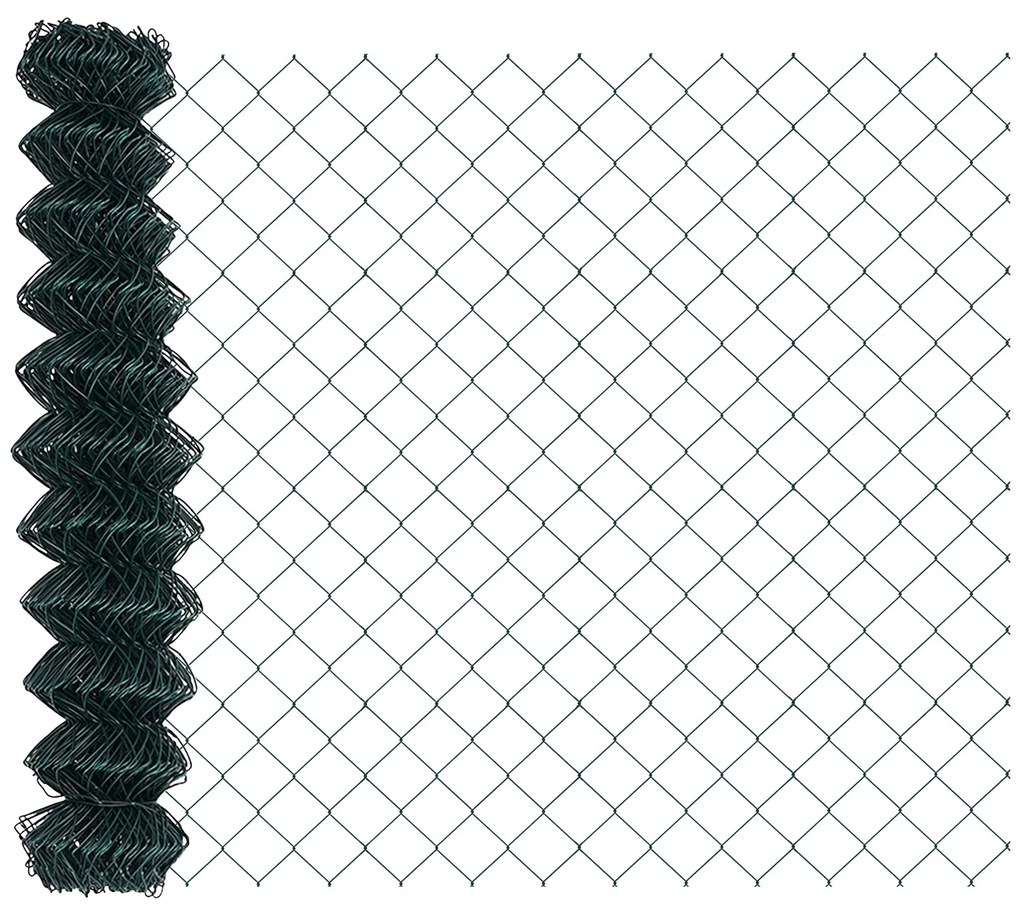 Cerca de Corrente com 7 Postes 1,2x10 m Aço Galvanizado Verde