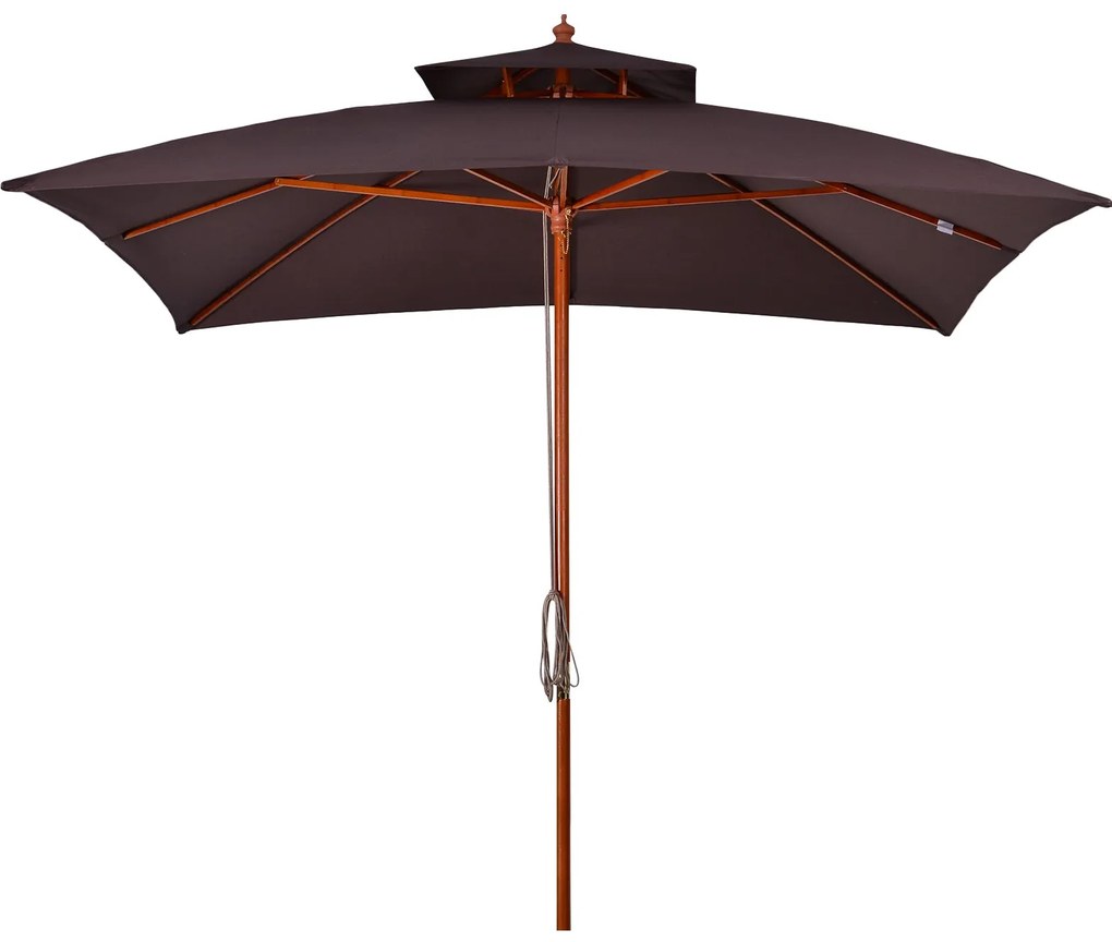 Chapéu de Sol de Jardim com Teto Duplo Sistema de Polia Toldo de Polié