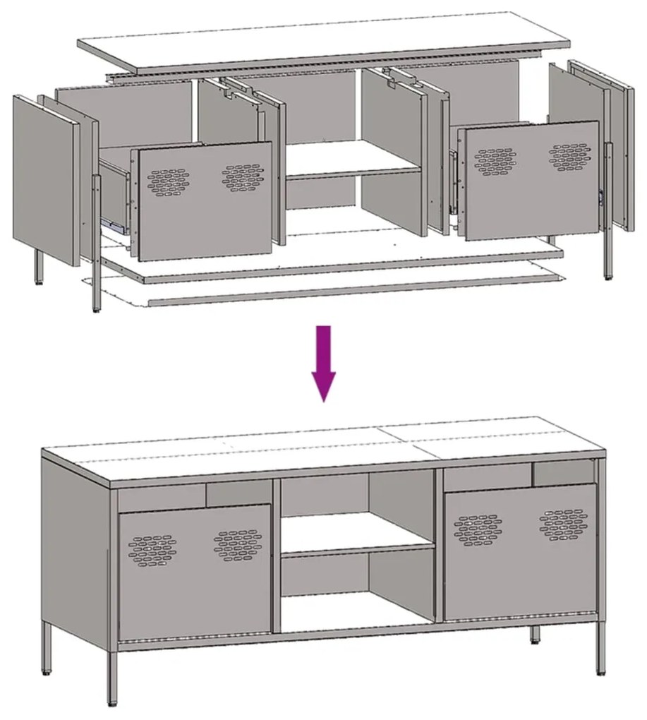 Móvel de TV 101,5x39x43,5 cm aço laminado a frio antracite