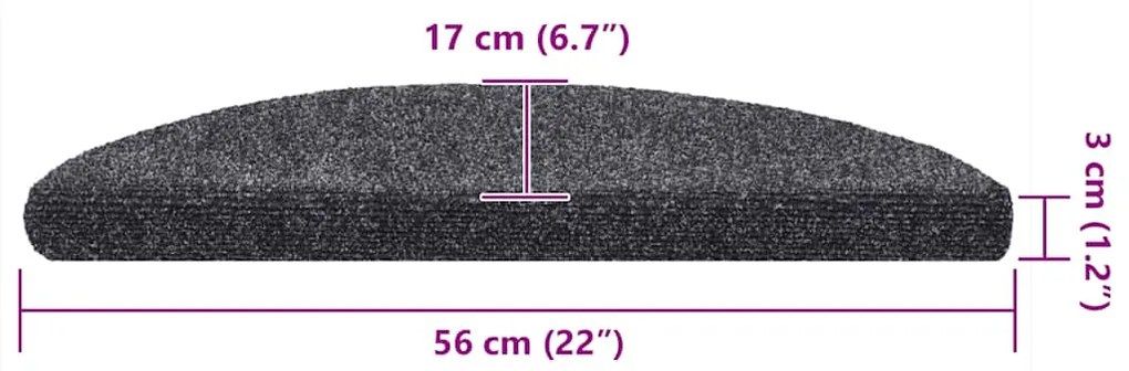 Tapetes de escada autoadesivos 5pcs 56x17x3 cm cinzento-escuro